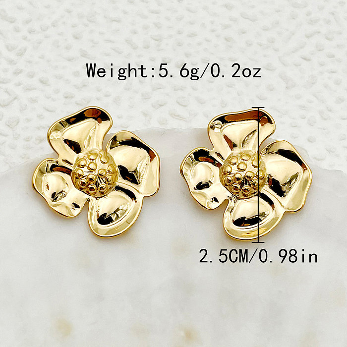 1 Pair Simple Style Flower Plating Stainless Steel  Gold Plated Ear Studs
