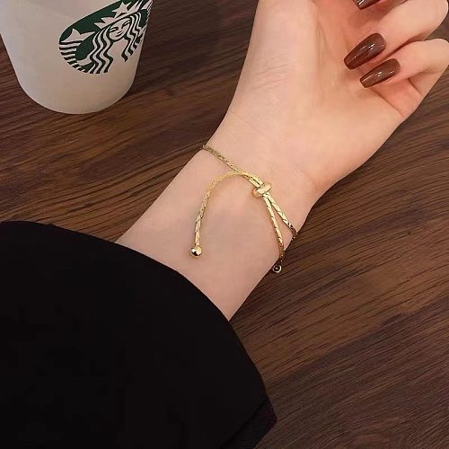 Simple Style Geometric Letter Titanium Steel Inlaid Gold Bracelets 1 Piece