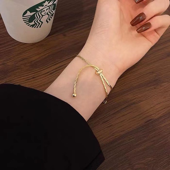 Simple Style Geometric Letter Titanium Steel Inlaid Gold Bracelets 1 Piece