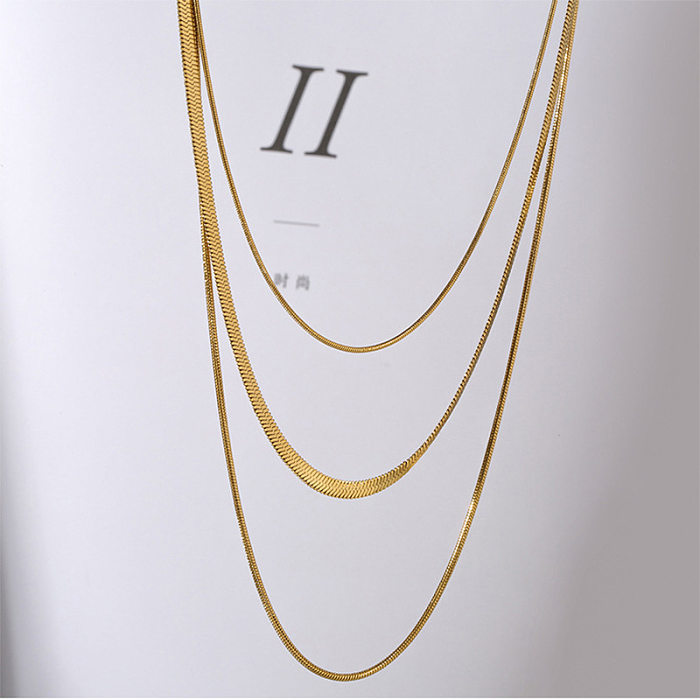 Fashion Stainless Steel Necklace Multi-layer Snake Bone Chain Simple Clavicle Chain