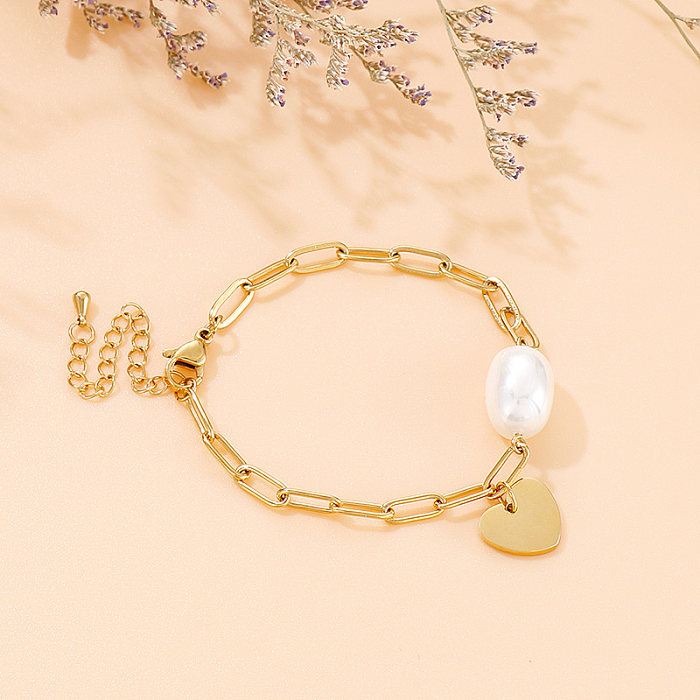 Simple Style Heart Shape Stainless Steel Plating 18K Gold Plated Bracelets