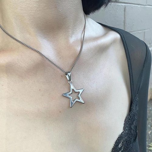 Commute Star Stainless Steel Patchwork Pendant Necklace