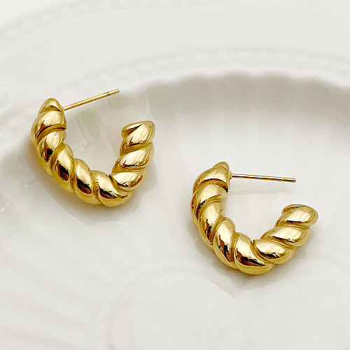 1 Pair Casual Retro Solid Color Plating Stainless Steel  Gold Plated Ear Studs
