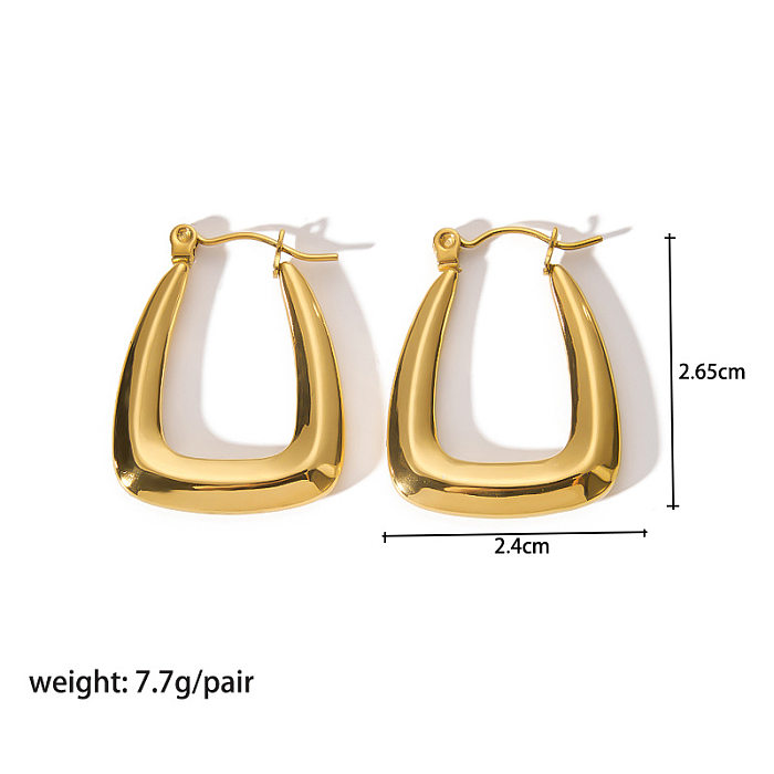 1 paire de boucles d'oreilles plaquées or 18 carats en acier inoxydable plaqué carré de style français IG