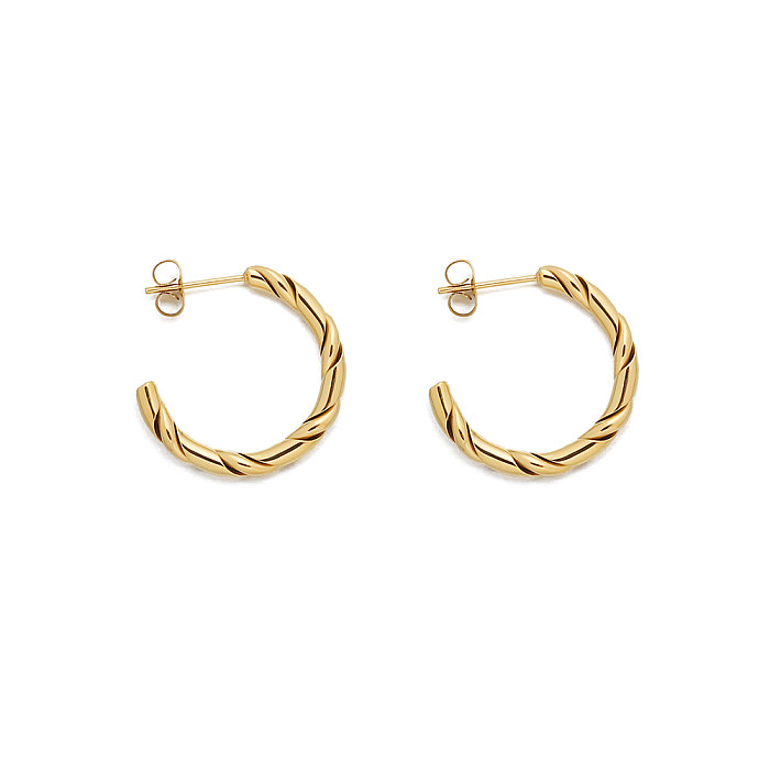 1 Pair IG Style Vintage Style C Shape Plating Stainless Steel  18K Gold Plated Ear Studs