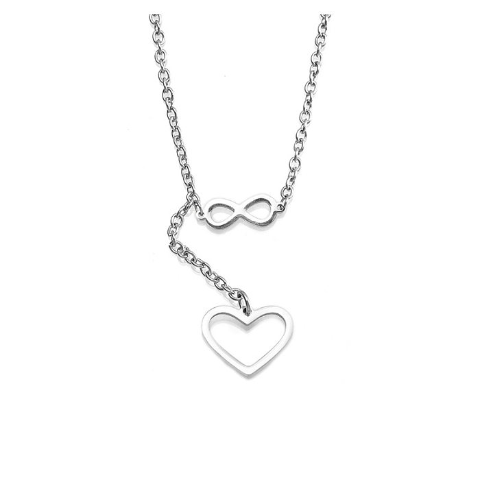 New Fashion Stainless Steel Heart Number 8 Pendant Necklace Ladies Jewelry Wholesale