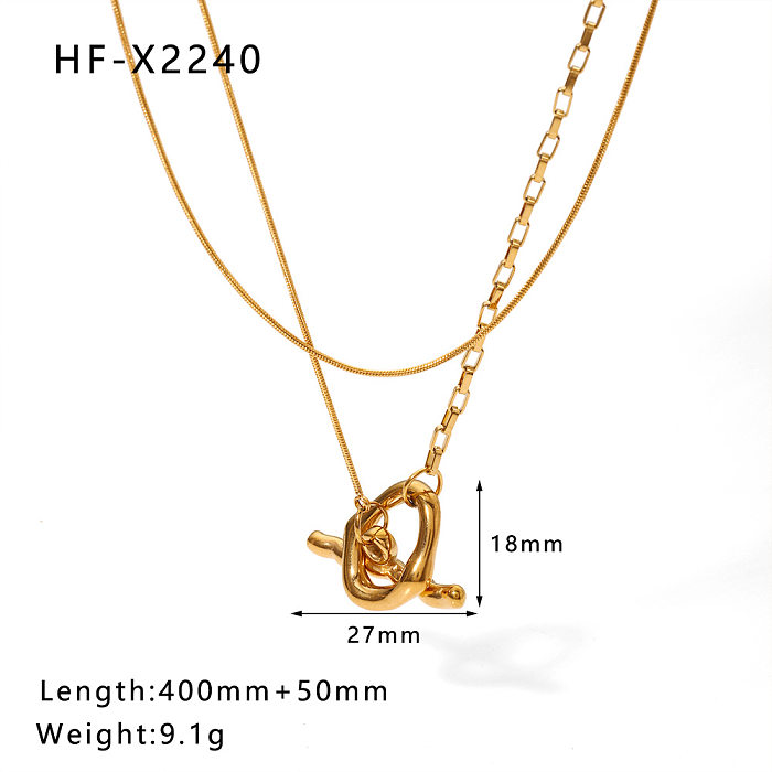 Streetwear Heart Shape Stainless Steel  Stainless Steel Plating Pendant Necklace
