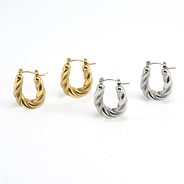 Fashion U Shape Stainless Steel Plating Hoop Earrings 1 Pair