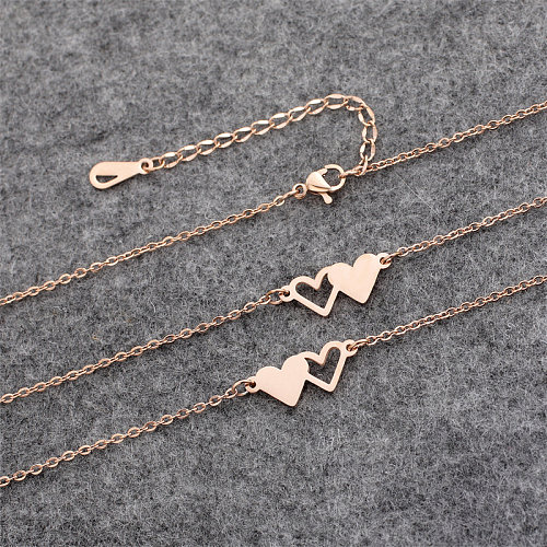 Sweet Heart Shape Stainless Steel  Plating Rose Gold Plated Gold Plated Pendant Necklace
