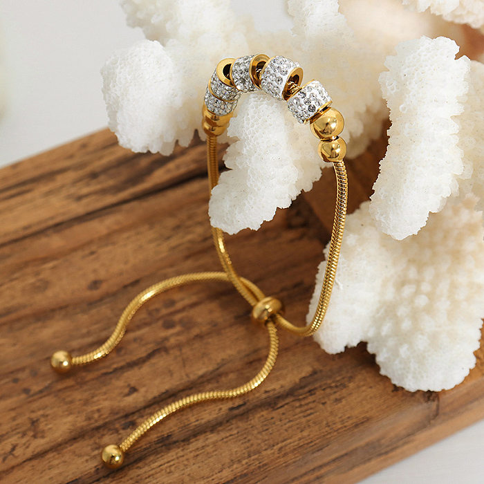 Bracelets en cristal artificiel avec incrustation en acier titane de couleur unie de style simple