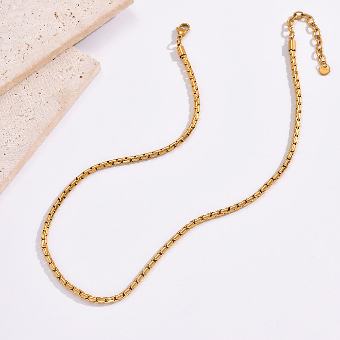 Hip-Hop Simple Style Solid Color Stainless Steel  Plating 14K Gold Plated Necklace