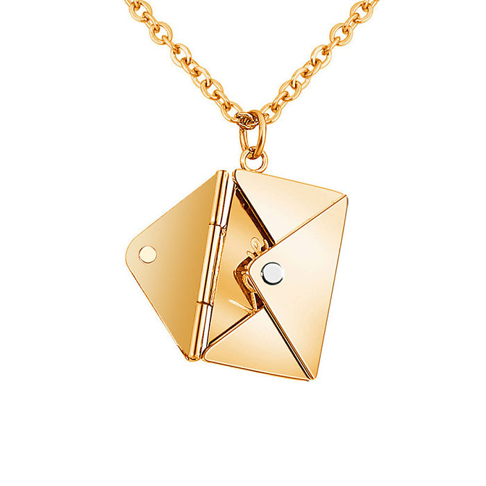 IG Style Envelope Chapeamento de aço inoxidável com pingente banhado a ouro 18K