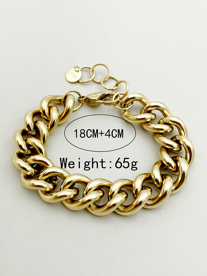 Lady Solid Color Stainless Steel Patchwork Plating Gold Plated Bracelets