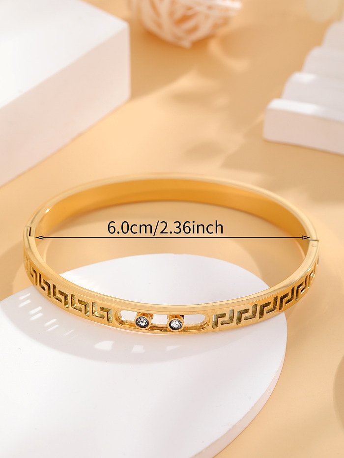 Casual Round Titanium Steel Plating Hollow Out Bangle