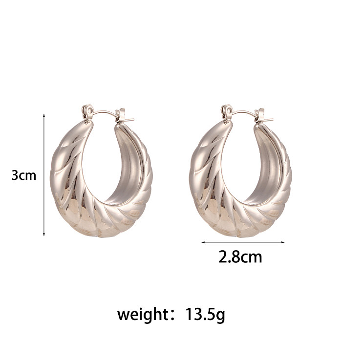1 Pair Simple Style Round Solid Color Stainless Steel  Earrings