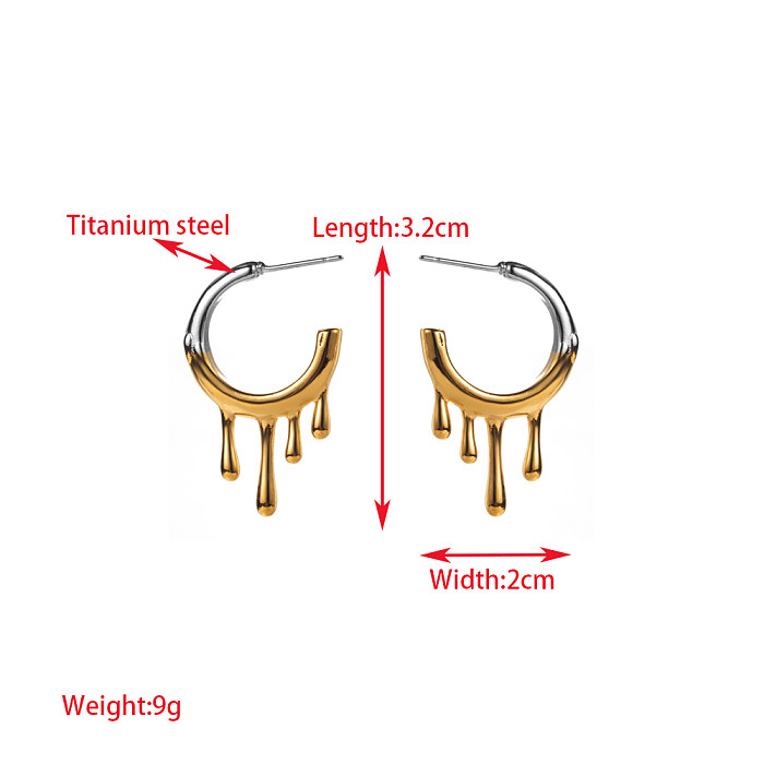 1 Pair Elegant Round Leaves Plating Stainless Steel Gold Plated Drop Earrings