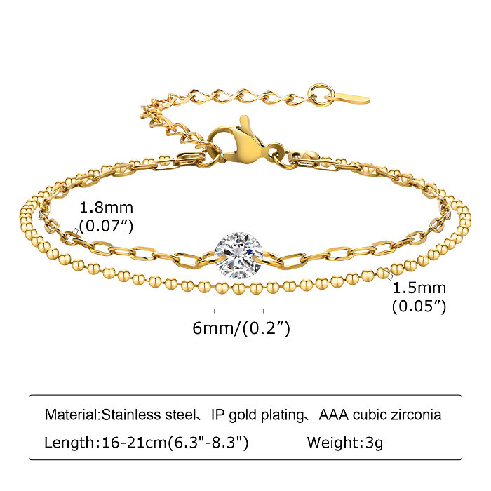 Casual Solid Color Stainless Steel Plating 18K Gold Plated Bracelets