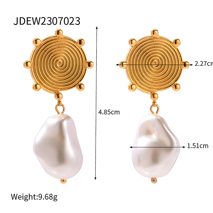 1 paire de boucles d'oreilles pendantes en acier inoxydable plaqué or 18 carats, Style IG, couleur unie
