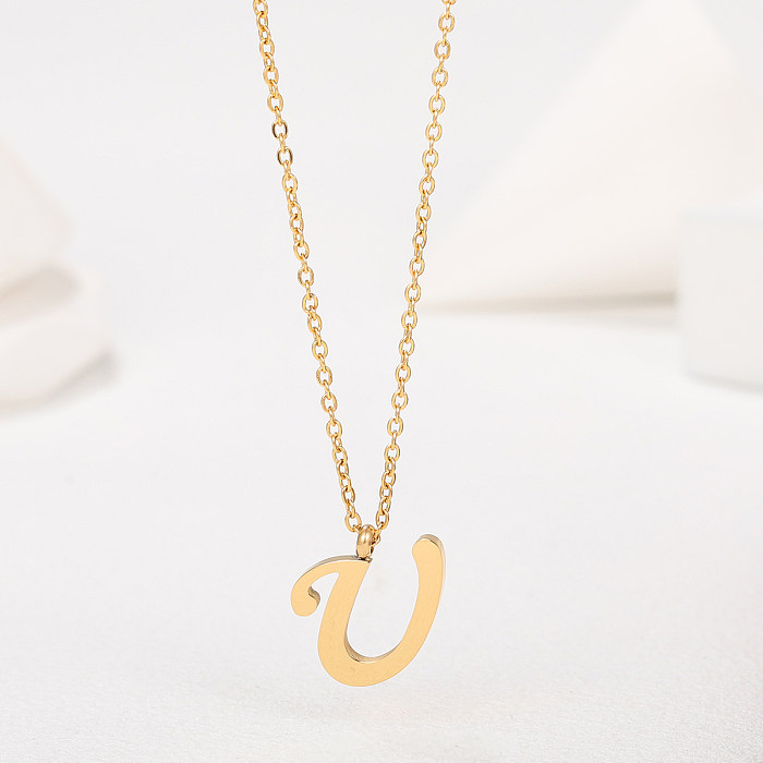 1 Piece Simple Style Letter Stainless Steel  Plating Pendant Necklace