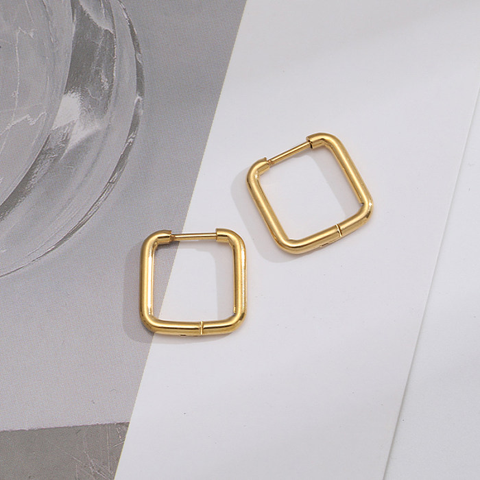 1 Paar schlichte quadratische Edelstahl-Ohrringe mit 18-Karat-Vergoldung