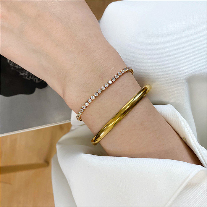 Bracelet de placage en acier titane de couleur unie de style simple