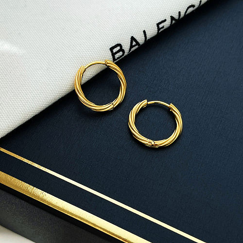 1 Pair Simple Style Solid Color Plating Stainless Steel  Hoop Earrings