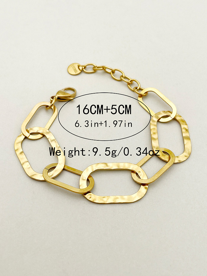 Modern Style Simple Style Solid Color Lock Stainless Steel Plating Gold Plated Bracelets