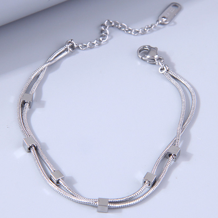 Simple Style Square Titanium Steel Bracelets