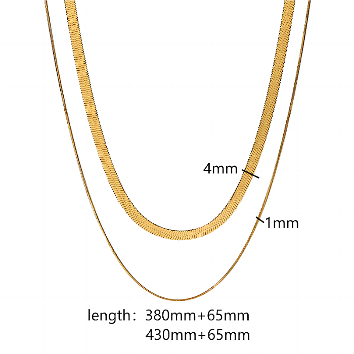 Schlichter Stil, Kreis-Edelstahl, 18 Karat vergoldet, doppellagige Halsketten, Halskette in großen Mengen