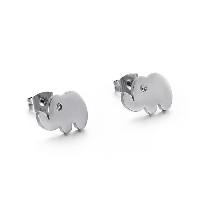 Korean Cute Fashion Stainless Steel Animal Baby Elephant Studs Stainless Steel  Studs Boys And Girls Popular Ornament Wholesale