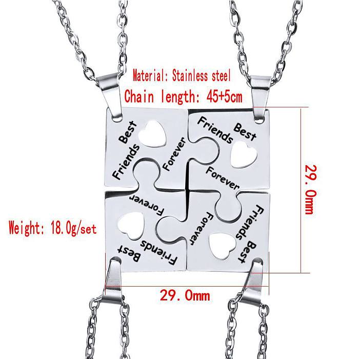 Fashion Letter Best Friends Forever Heart-Shaped Multi-Part Pendant Stainless Steel  Necklace