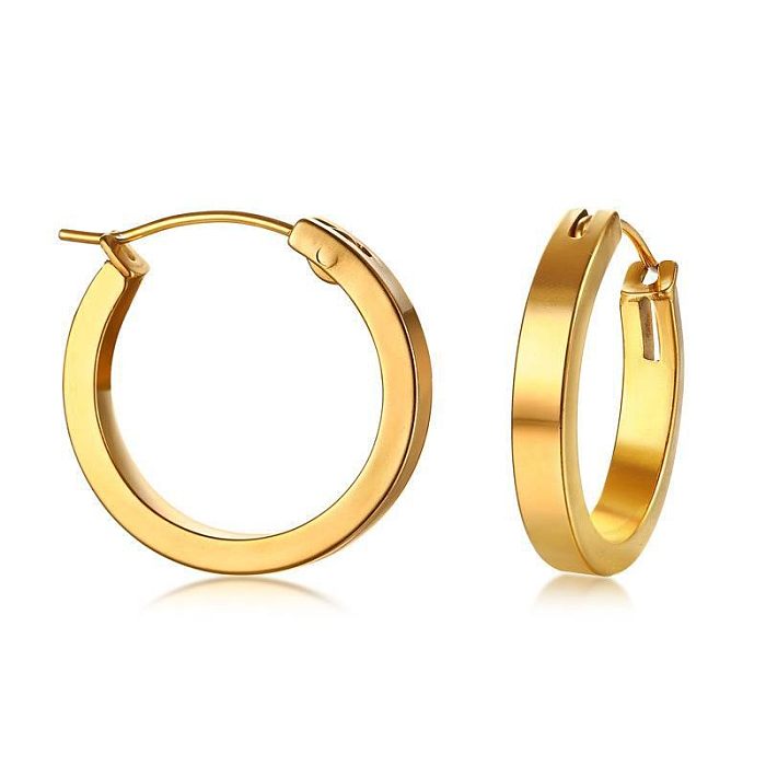 1 Pair Simple Style Solid Color Plating Stainless Steel  Gold Plated Hoop Earrings