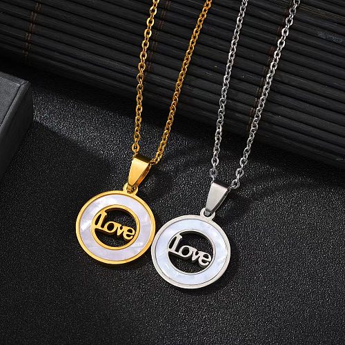 Casual Streetwear Round Letter Stainless Steel  Gold Plated Silver Plated Pendant Necklace