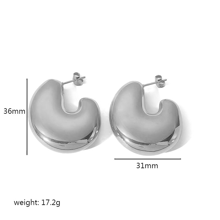 1 paire de clous d'oreilles plaqués or 18 carats, Style Simple, en forme de U, placage de polissage, en acier inoxydable