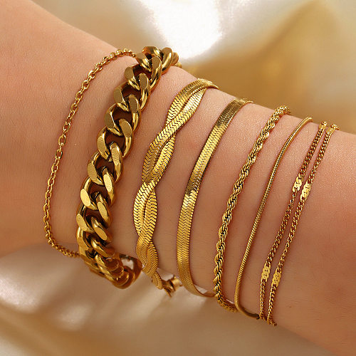 Bracelets de chaîne de placage en acier inoxydable de couleur unie géométrique de style simple en gros