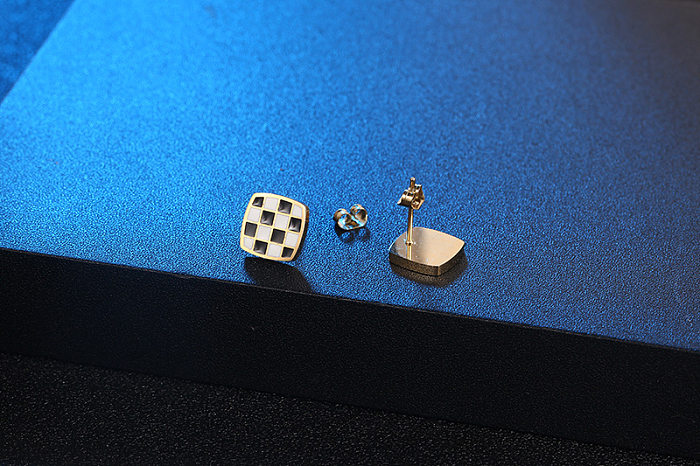 1 قطعة IG نمط بسيط مربع تصفيح الأذن الفولاذ المقاوم للصدأ ترصيع