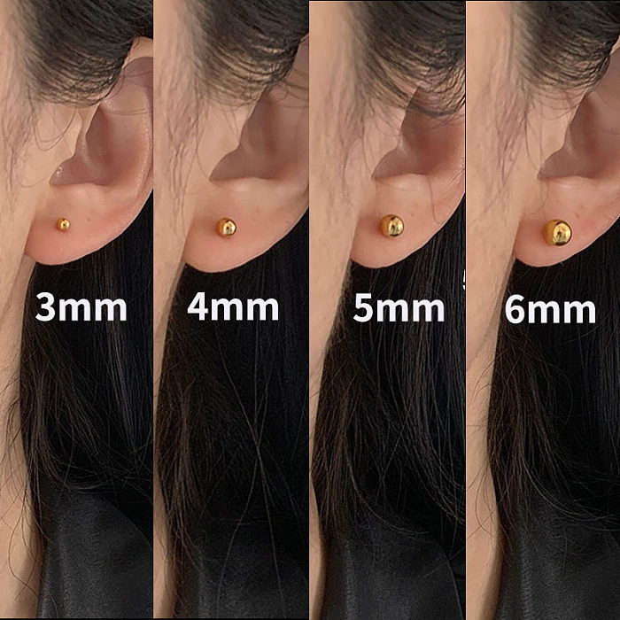 1 Pair Simple Style Ball Stainless Steel Ear Studs