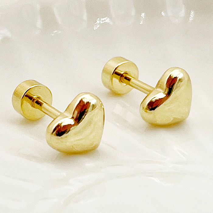 1 Pair Basic Simple Style Star Moon Heart Shape Plating Stainless Steel  Gold Plated Ear Studs