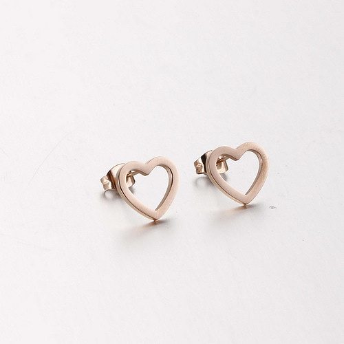 European And American Ladies Fashion Simple Trend Stainless Steel Hollow Heart Stud Earrings Factory In Stock Wholesale