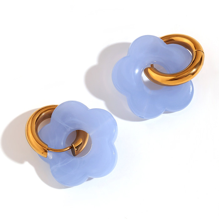 1 paire de boucles d'oreilles pendantes en acier inoxydable et acrylique plaqué or 18 carats, Style classique et doux