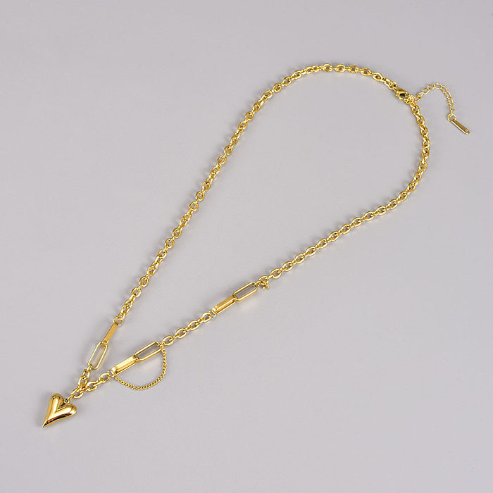 Elegante herzförmige Halskette mit vergoldetem Anhänger aus Edelstahl