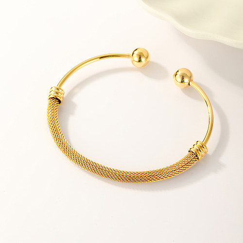 Pulseira banhada a ouro 18K redonda de estilo simples e elegante em aço inoxidável