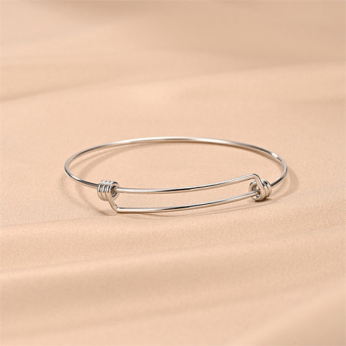 Simple Style Classic Style Round Titanium Steel Plating Bangle