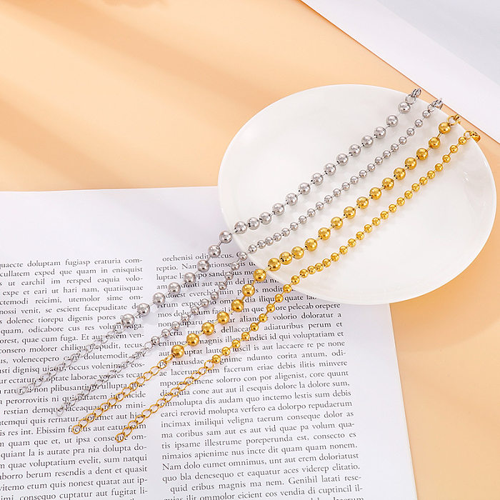 Nouveau Bracelet Simple en acier inoxydable avec perles rondes creuses, vente en gros