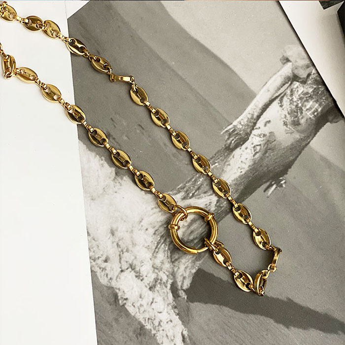Geometrische, einfarbige Halskette aus Edelstahl im Vintage-Stil