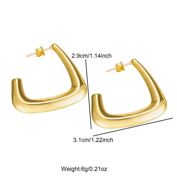 1 par de pinos de orelha banhados a ouro de aço inoxidável com revestimento geométrico de estilo simples