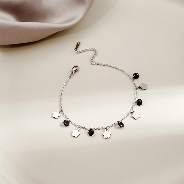 Bracelets plaqués or de placage d'acier inoxydable de fleur de trajet de style simple