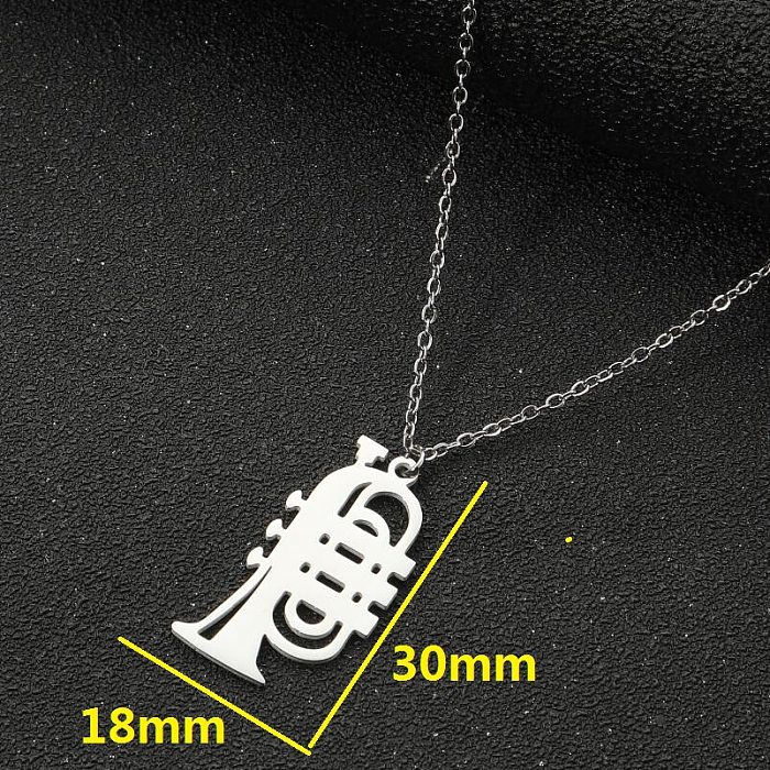 Simple Style Commute Musical Instrument Stainless Steel  Stainless Steel Plating Hollow Out Pendant Necklace