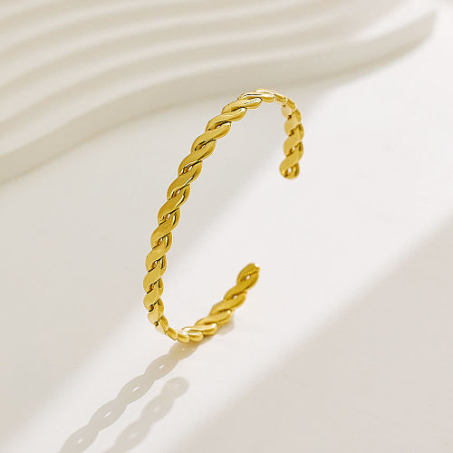 Commute Solid Color Titanium Steel Irregular Plating Bangle