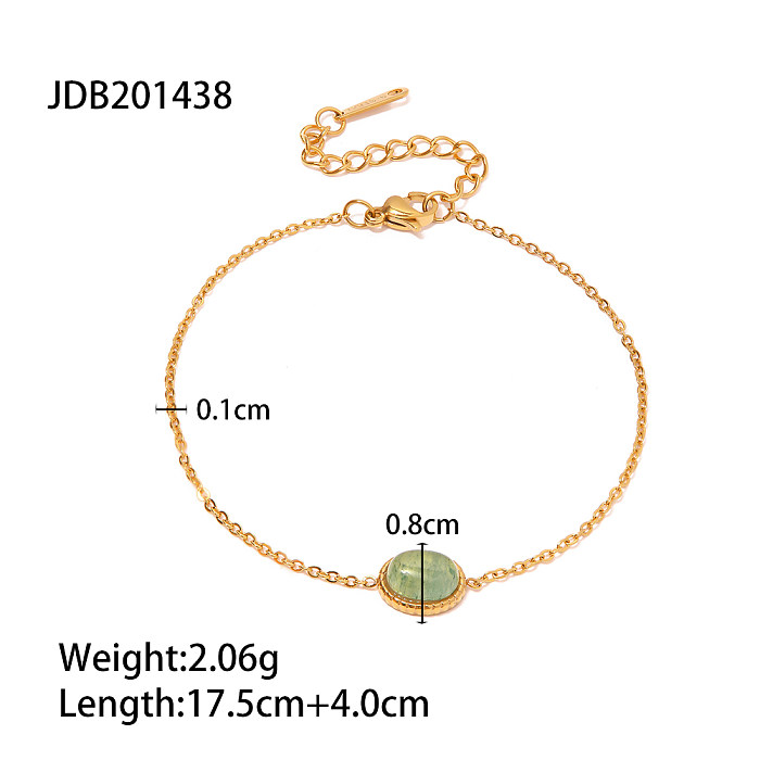 Bracelets ronds en acier inoxydable avec incrustation de pierre naturelle de style simple 1 pièce